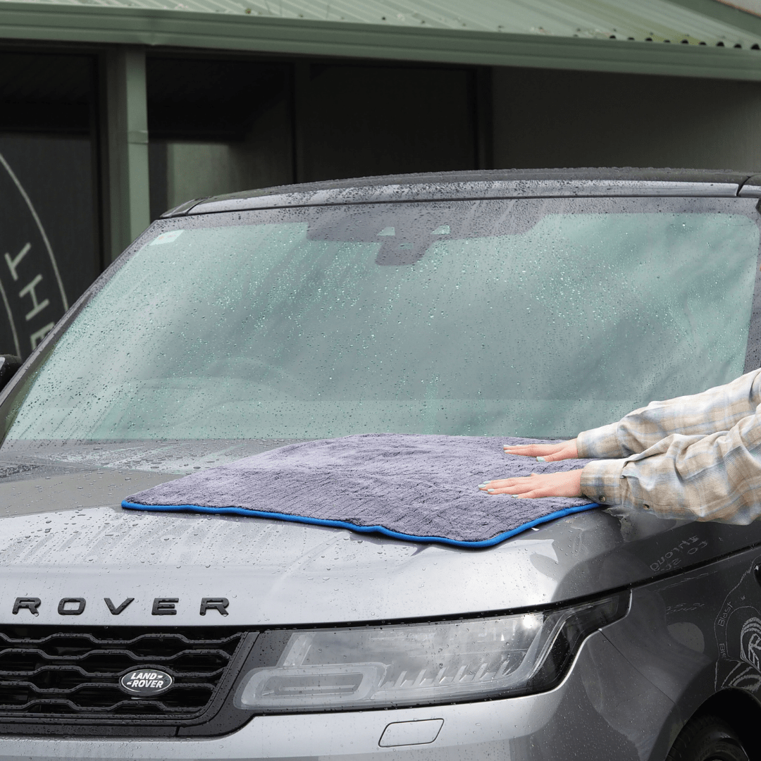 Drying Towel on Silver Range Rover 