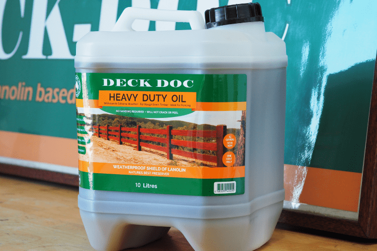 1 x 10L Clear Drum containing Deck Doc 'Heavy Duty Oil' with Green Label