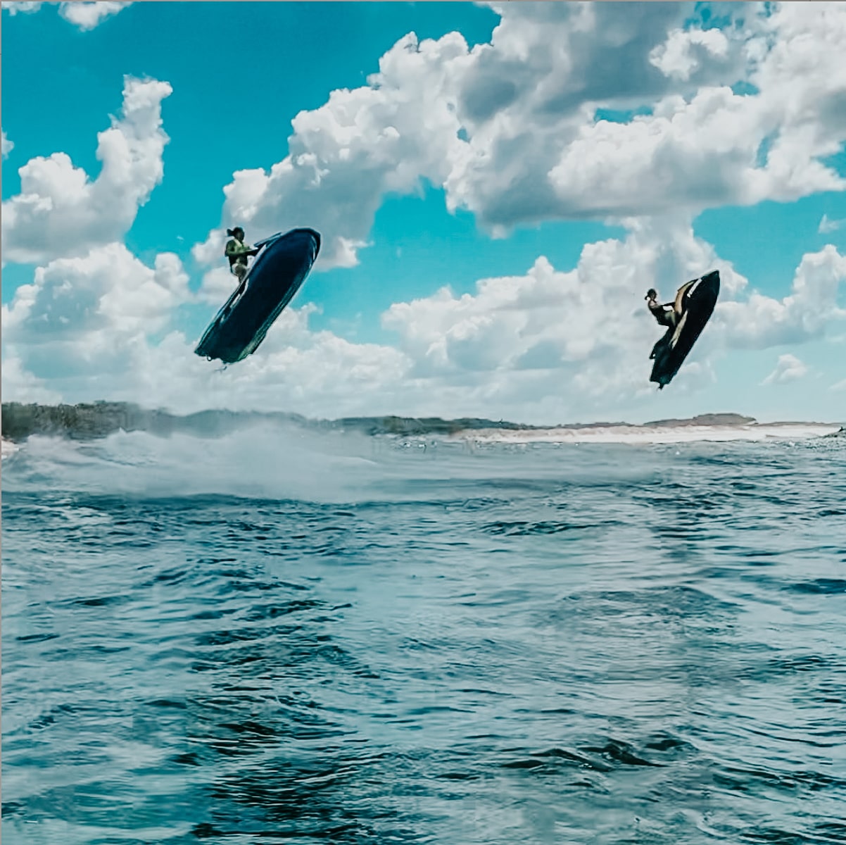 Waterwogz Riding Jet Skis Mid Air 