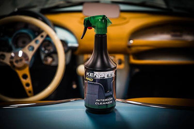 Interior Cleaner Bottle sitting in a classic Car