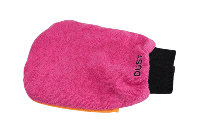 3-in-1 Layered Interior Car Care Mitt With Pink, Orange and Green Layers. Orange Layer on Top