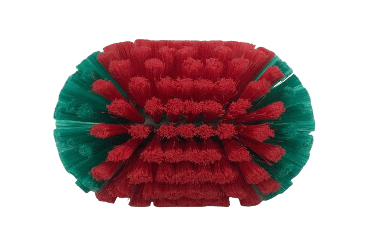 Truck Rim Cleaner with Red Bristles in the Middle and Green Bristles on Either Side with a White Background