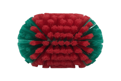 Truck Rim Cleaner with Red Bristles in the Middle and Green Bristles on Either Side with a White Background