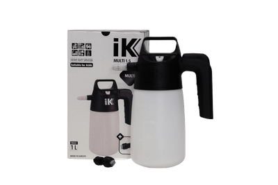 1L Heavy Duty Sprayer by iK with White Bottle and Black Spraying Nozzle, Suitable for Acids, with product box