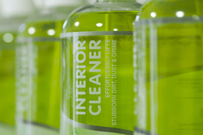 A Closeup of a 500ml Spray Bottle of Lemongrass Scented Green Interior Cleaner