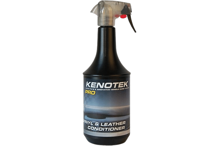 Black Kenotek Bottle with Grey Lid and Grey/Blue Label Containing Kenotek 'Vinyl & Leather Conditioner'