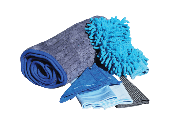 Collection of Blue and Grey "Wat-er Blast" Microfibres, Towels and Cloths