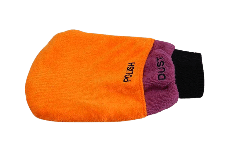 3-in-1 Layered Interior Car Care Mitt With Pink, Orange and Green Layers. Orange Layer on Top
