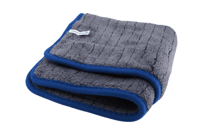 Small Drying Towel Microfibre Cloth Grey with Blue Trim