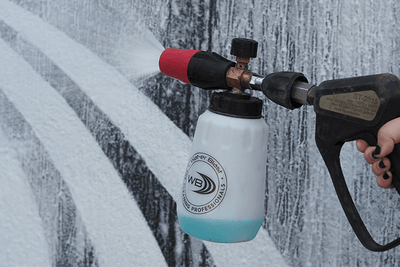 Snow Foaming Gun for Car Care, Fleet Washing and Marine Vehicles, Wide base and mouth, red handle Wat-er Blast Spraying Blue Snow Foam