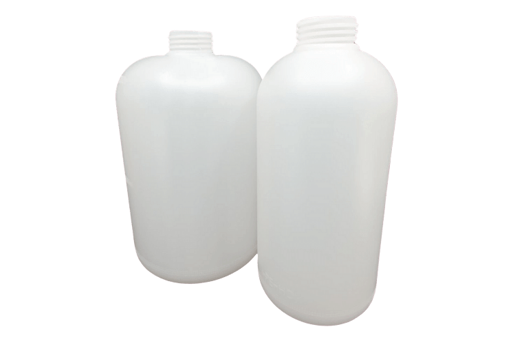 2L and 1L White Suttner Lance Bottles Side by Side.