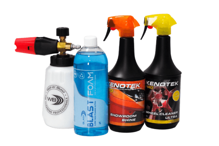 Snow Foaming Gun with pH Neutral Snow Foaming Product, Kenotek Showroom Shine and Wheel Cleaner Ultra