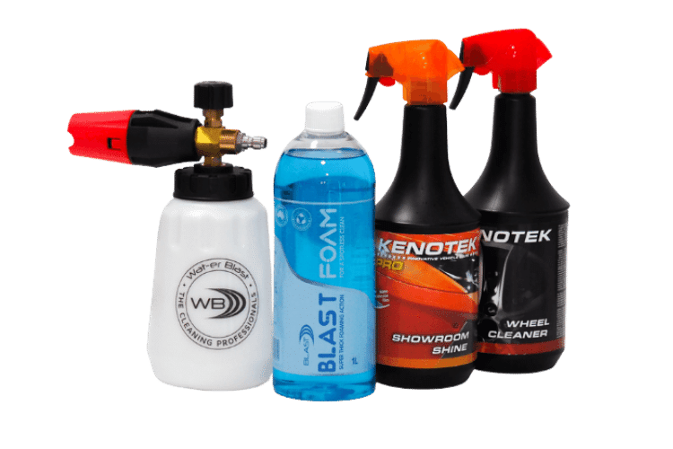 Snow Foaming Gun with pH Neutral Snow Foaming Product, Kenotek Showroom Shine and Wheel Cleaner