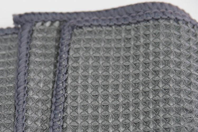 Closeup of a Waffled Grey Microfibre Cloth