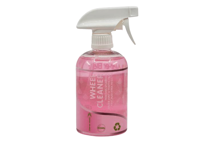 Pink Spray Bottle of "Wheel Cleaner"