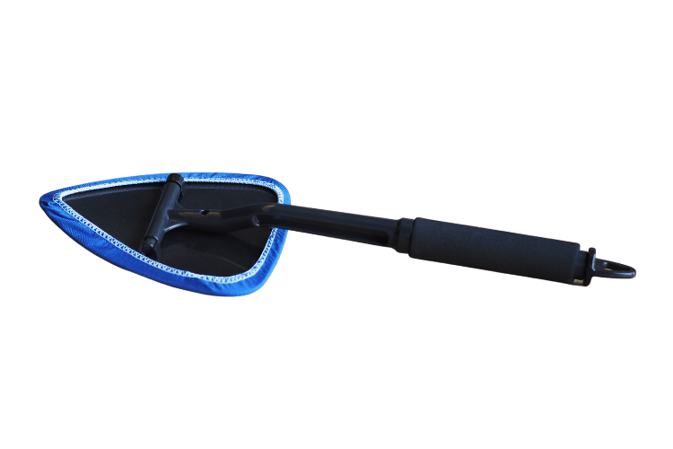 Windshield Cleaner Tool with Blue Microfibre and Black Handle